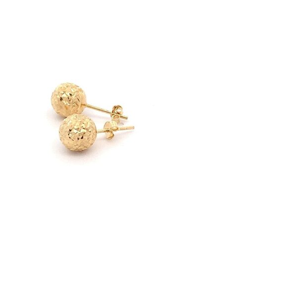 18K Yellow Gold Earrings Stud Ball Textured 1.44 grams - Picture 8 of 13